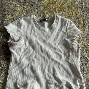 Brandy Melville Ribbed White Tee